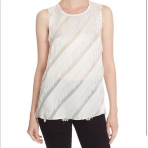 Tracy Reese Bias Fringe & Satin Stripe Blouse